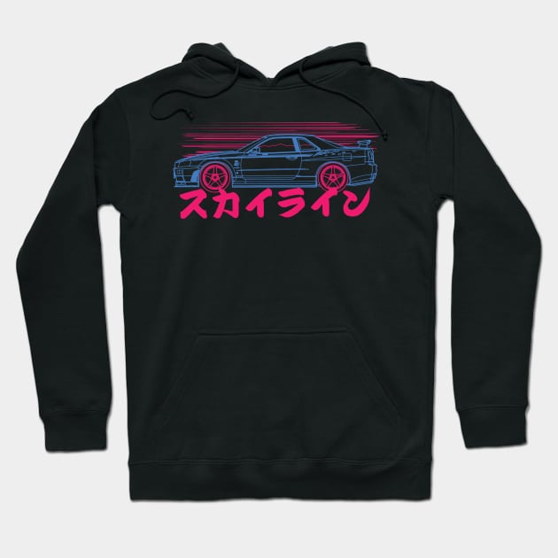 R34 Nissan Skyline Speed Hoodie by thesupragoddess